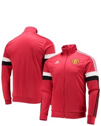 adidas Red Manchester United 3 Stripe Full Zip Roready Track Jacket