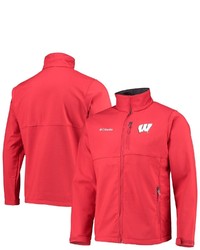 Columbia Red Wisconsin Badgers Collegiate Ascender Full Zip Softshell Jacket