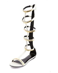 Stuart Weitzman Sandalias Romanas Altas de Cuero Blancas de Stuart ...