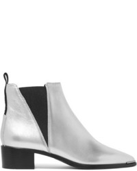 Acne Studios Jensen Alu Metallic Textured Leather Ankle Boots Silver