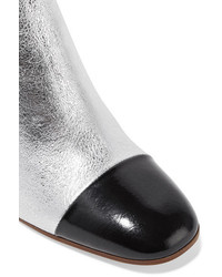 Proenza Schouler Metallic Textured Leather Ankle Boots Silver