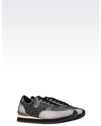 Armani Jeans Running Shoe In Laminated Effect Leather