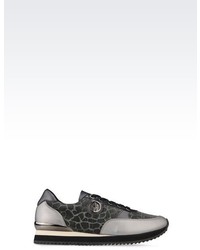 Armani Jeans Running Shoe In Laminated Effect Leather