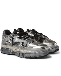 Maison Margiela Fusion Distressed Leather Mesh And Rubber Sneakers