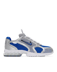 Nike Silver And Blue Air Zoom Spiridon Cage 2 Sneakers