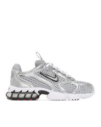 Nike Silver And White Air Zoom Spiridon Cage 2 Sneakers