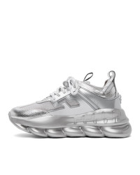 Versace Silver And White Chain Reaction Sneakers