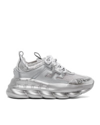 Versace Silver And White Chain Reaction Sneakers
