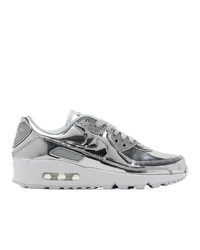 Nike Silver Metallic Chrome Air Max 90 Sneakers