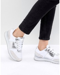Calvin Klein Tanya White And Silver Chunky Trainers