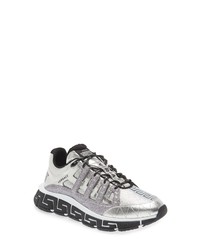 Versace First Line Versace Trigrecca Glitter Sneaker In Silver Multicolor At Nordstrom