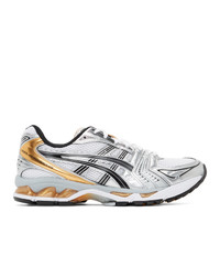 Asics White And Gold Gel Kayano 14 Sneakers