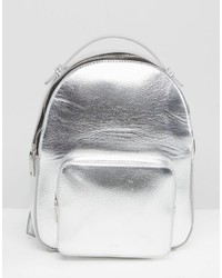Mango Metallic Backpack With Pocket Detail