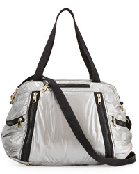 Cynthia Rowley Alex L Duffle Bag With Leather Trim Silver