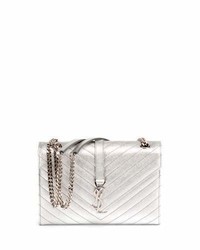Saint Laurent Monogram Medium Matelass Chain Shoulder Bag Silver