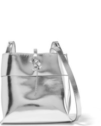 Kara Nano Tie Mirrored Leather Shoulder Bag Silver