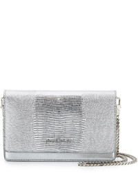 Givenchy Pandora Lizard Embossed Wallet On Chain Bag Silver