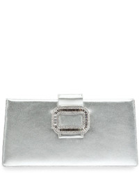 Roger Vivier Tiffany Metallic Calfskin Pochette Bag Silver