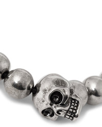 Alexander McQueen Silver Tone Beaded Skull Bracelet