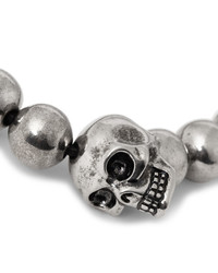 Alexander McQueen Skull Silver Tone Beaded Bracelet