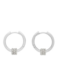 Avgvst Jewelry Silver Beaded Pendant Hoop Earrings
