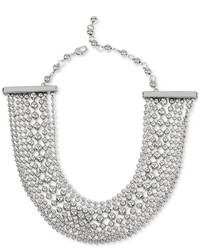 Kenneth Cole New York Silver Tone Multi Row Beaded Statet Necklace