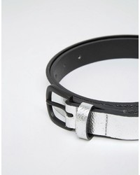Asos Smart Skinny Belt In Metallic