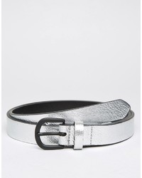 Asos Smart Skinny Belt In Metallic
