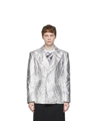 Comme Des Garcons Homme Plus Silver Aluminum Cloth Blazer