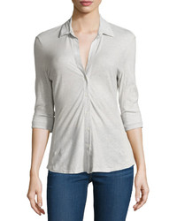 James Perse Cotton Contrast Panel Top Silver