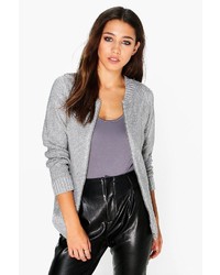 Boohoo Boutique Lucy Metallic Knit Bomber Jacket