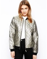 Only Gold Quilted Bomber Jacket Harvest Gold