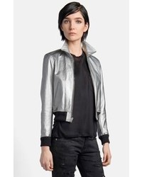 Saint Laurent Metallic Leather Aviator Jacket