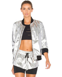 Lovers + Friends Work By Love Of The Chase Bomber In Metallic Silver
