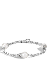 John Hardy Bamboo Silver Station Bracelet With Pearls