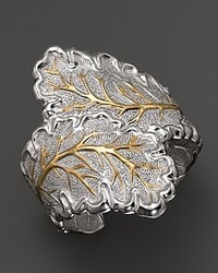 Buccellati Double Oak Leaf Cuff Bracelet With Gold Accents