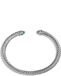David Yurman Cable Classics Bracelet With Blue Topaz And Diamonds
