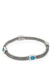 John Hardy Classic Chain Extra Small Turquoise Sterling Silver Four Station Bracelet