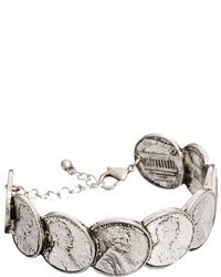 Asos Coin Cuff Bracelet Burnished Silver