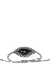 Diane Kordas Evil Eye Woven Diamond And Sapphire Bracelet Silver