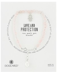 Dogeared Gem Bracelet Love And Protection Heart Hamsa Charm Rose Quartz Bead Bracelet