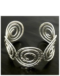 Global Crafts Silver Hammered Spirals Overlay Cuff Bracelet