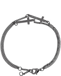DSQUARED2 Gunmetal Double Cross Bracelet