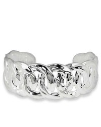 Joolwe Sterling Silver Modern Inspired Interlocking Circle Textured Cuff Bracelet