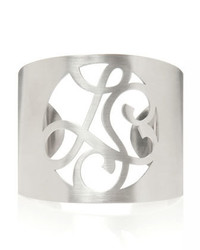 K Kane 2 Initial Monogram Cuff Bracelet Rhodium Silver
