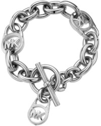 Michael Kors Michl Kors Logo Lock Charm Bracelet Silver