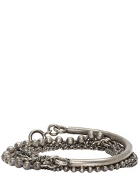 Ann Demeulemeester Silver Mixed Chain Bracelet