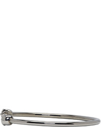 Alexander McQueen Silver Thin Twin Skull Bracelet
