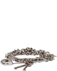 Alexander McQueen Silver Three Chain Pin Bracelet