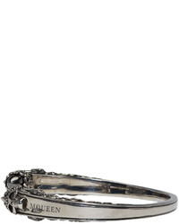 Alexander McQueen Silver Twin Skull Engraved Bracelet